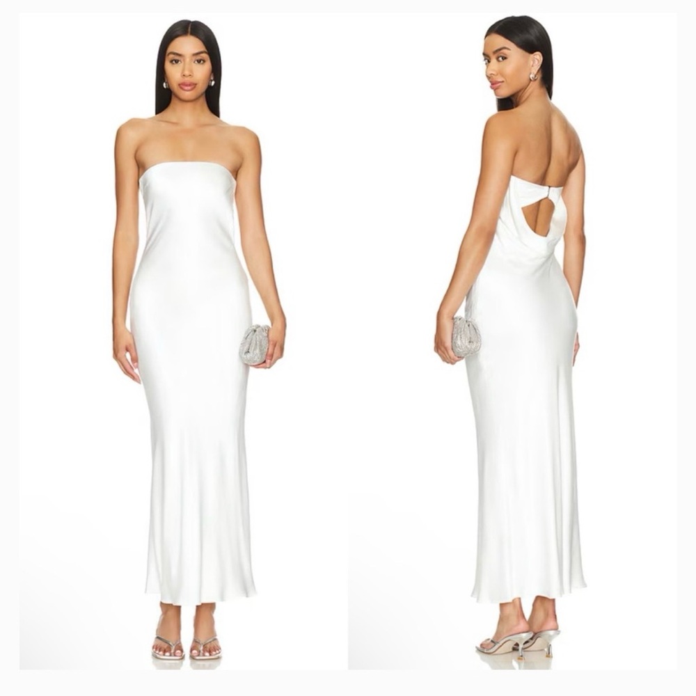 bec + bridge Ivory Satin Cowl Slip Maxi Dress